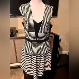 Women’s BCBG Max Azria Black and White Peplum Dress size 12